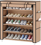 Laiensia 5-Tier Vertical Shoe Rack Organizer, Space Saving Shoe Storage Organizer, Non-Woven Cover Shoe Shelf Holds 20-25Pair