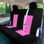 Universal Fit Diamond Stitched Flat Cloth Car Seat Covers Full Set - Pink