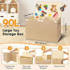 Large Toy Storage Box with Lid Upgraded Toy Chest Organizer with Removable PP Divider Foldable Toy Bin for Kids Boys Girls Li