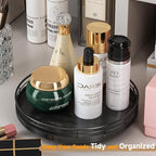 10" Oak Bathroom Vanity Tray Turntable for Perfume Candle, Round Wooden Decorative Tray for Kitchen Sink Countertop Organizer