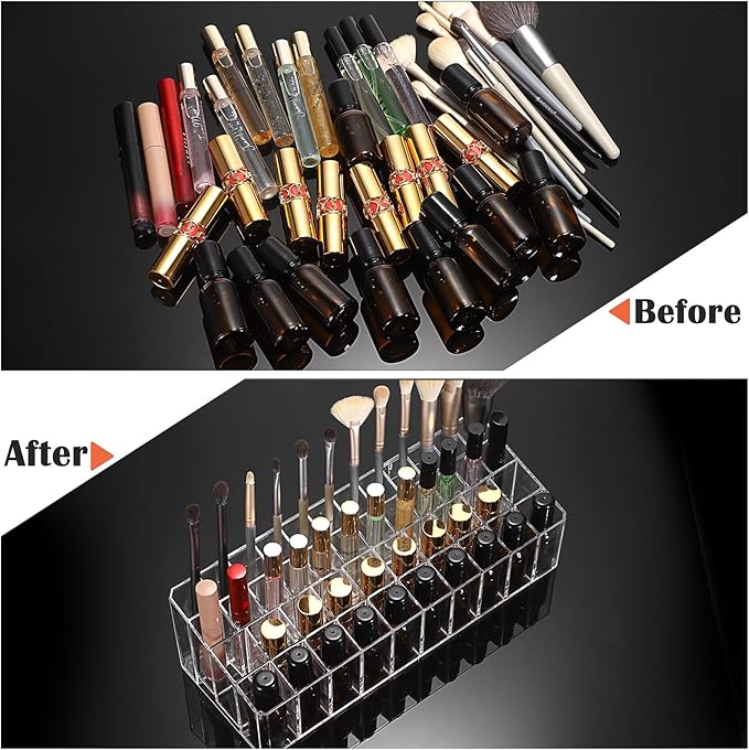 ELLDOO Rollerball Perfume Organizer, 44 Spaces Clear Acrylic Perfume Storage Holder Beauty Scent Holder, Essential Oil Storag