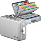 Fireproof Document Box, Hard Case Highly Flame-Resistant Fire Proof Waterproof File Organizer with Lock, Portable Fire Safe f