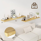 Dreamland 55" Floating Shelves for Wall, 12" Deep Slim Oak Floating Shelves, Wall-Mounted Shelves for Bedroom, Living Room, K