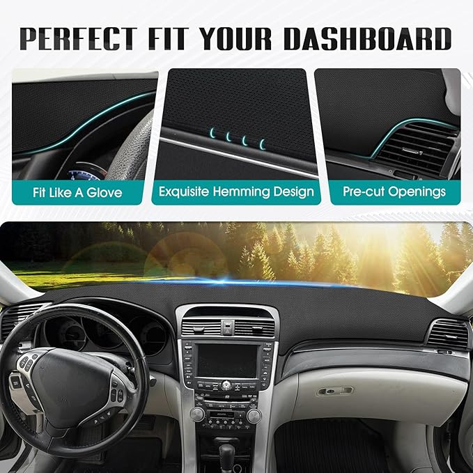 FIILINES Dash Cover for 2004-2008 Acura TL, Dashboard Mat Accessories Dash Cover Sunshade Nonslip Mesh Protector No Glare Bla