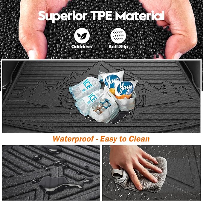 KUST Floor Mats Set for 2021-2026 Chevy Trailblazer AWD, All Weather Floor Liners & Backrest Mats & Rear Trunk Mat for Trailblazer Accessories TPE Rubber Raised Edge (Cargo in Upper Deck Position)