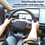 Leather Steering Wheel Cover – 14.5-15 in Universal Black, Perforated Breathable Grip, Anti-Slip Sport Ridge Pattern, Odor-Free Car Interior Upgrade for Cars Trucks SUVs