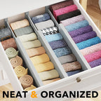 SpaceAid Bamboo Dresser Drawer Dividers 6 Pack, 4.65“ High Adjustable 12.5“-17” Drawer Organizers, Expandable Organization fo