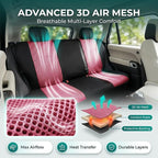 FH Group Full Set Car Seat Covers Classic Cloth Universal Fit Burgundy Seat Covers,Washable High Back Combo Small Car Seat Co