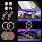 25PCS Bling Car Car Accessories Set,15 Inch Steering Wheel Cover,Shiny License Plate Frame,Center Console Cover and Rearview Mirror Set and Other Car Accessories(Champ)
