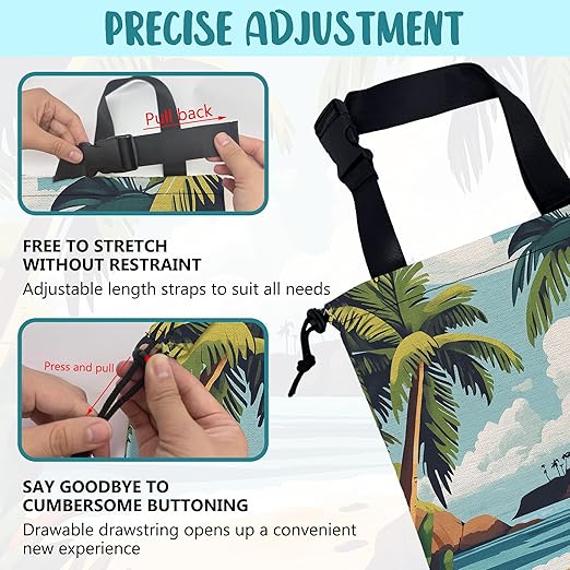 Car Garbage Bag Tropical Beach Palm Trees Drawstring Car Trash Bag Hanging for Back Seat with Adjustable Buckle Canvas Vehicle Trash Can Easy-to-Install