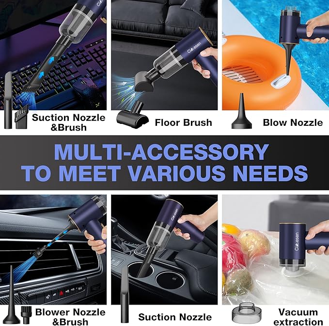 Car Vacuum Portable 4 in 1 Vacuum Cleaner 12000Pa Mini Handheld Vacuum Cordless Rechargeable 120W High Power Vacuum Cleaner &