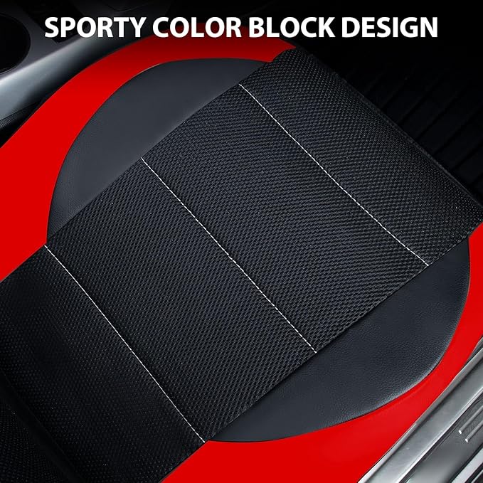 CAR PASS Leather Car Seat Covers Front Seats Only, with Air Mesh Front Seat Covers Breathable, Cool Automotive Seat Covers 2 