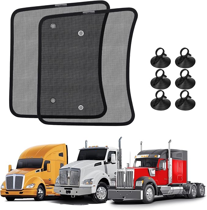 KUST 2PCS Side Window Sun Shade for Semi Truck, 20x16.9 inch Side Window Shade for Kenworth T680 / T880 / W990 (All Years),Sunshade with Suction Cup,Glare Shield UV Protection