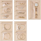 Vlando Travel Jewelry Bags,Jewelry Storage Pouch,5 Pcs Clear Velvet Zipper Pockets Bag for Travel Business Trip Jewelry Organ