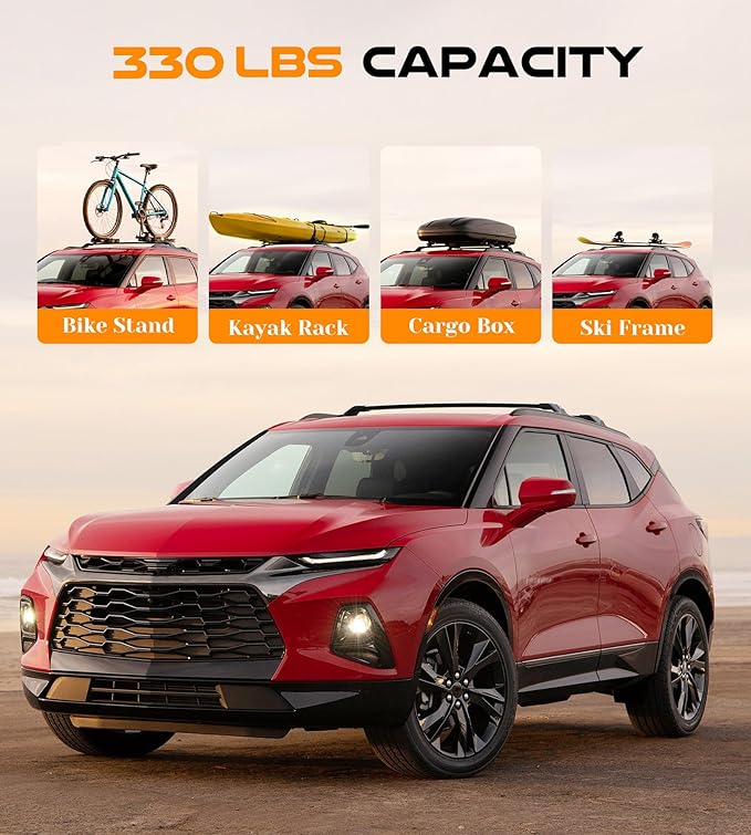 Snailfly 330 lbs Lockable Roof Rack Cross Bars Fit for 2019-2026 Chevy Chevrolet Blazer with Side Rails (Not for EV), Aluminum Crossbars Cargo Carrier for Bike Kayak Skis Rooftop Accessories