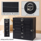 BOOVO Jewelry Box For women, 6 Layer Large Jewelry Organizer With Mirror, Multi-Function Storage Box With Lock, Accessory Hol