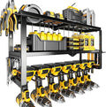 Hipidian Heavy Duty Power Tool Organizer Wall Mount - 300lb Capacity 3-Tier Storage Rack with 7 Drill Holders for Garage Work