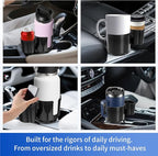 Car Cup Holder Expander W/Offset Adapter, 2-in-1 Cup Holder Extender for Large Bottles up to 4.3", Adjustable Base Fits Stanl