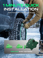 YHTAUTO Set of 2 Snow Chains 16mm for Pickup Truck SUV Passenger Car Universal Fit Tire Chains Auto-Tightening Quick Installa