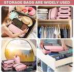 SDGFUI 8 PCS Compression Packing Cubes for Travel Women, Compression Bags Organizer for Luggage Space Saving Travel Essential