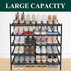 Smiry Long Bamboo Shoe Rack 5-Tier, Stackable Wooden Shoe Organizer for Entryway & Closet, Free Standing Wood Shoe Storage Sh