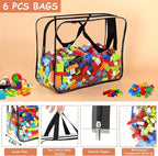 6 Packs Large Toy Storage Bags with Labels, Reusable Clear PVC Board Game Storage, Travel Waterproof Organizer Bags with Zipp