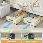 Yecaye Under Bed Storage with Wheels, 4 Pack Under the Bed Storage Containers with Lids & Label, XXL 60L Rolling Underbed Sto
