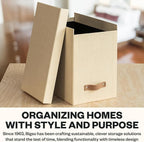 Bigso John File Box - File Storage Box and File Organizer for Important Paperwork - Durable Hanging File Box with Lid and Lea
