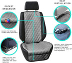 FH Group Car Seat Cushion – Faux Leather Single Front Seat Cover with Front Pockets, Airbag Compatible, Universal Fit Car Sea