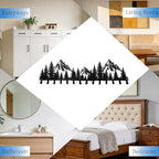 Large Black Mountain Wall Decor Coat Rack with 14 Hooks, Decorative Forest Wall Hanger for Cabin Entryway Front Door Bathroom