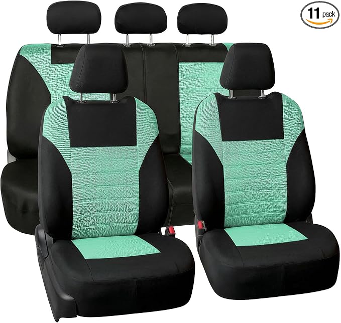 FH Group Automotive Car Seat Covers Full Set Premium 3D Air Mesh Front Seat Covers, Airbag Compatible & Split Bench Cover Uni