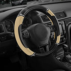 Road Comforts Leather Steering Wheel Cover - Made with PVC Leather - Anti-Slip, Universal Fit 14 1/2 inches to 15 inches - Be