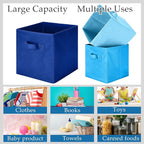 Karenhi 11 x 10. 5 x 10. 5 Blue Storage Cube, 6 Pack Fabric Cube Storage Bins Organizer Box, Collapsible Baskets with Handles