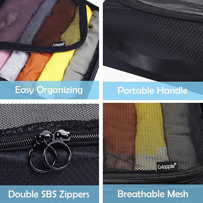 Gloppie 4-Pack Packing Cubes for Luggage - Organizer Suitcase Bags Set - Carry On Travel Accessories