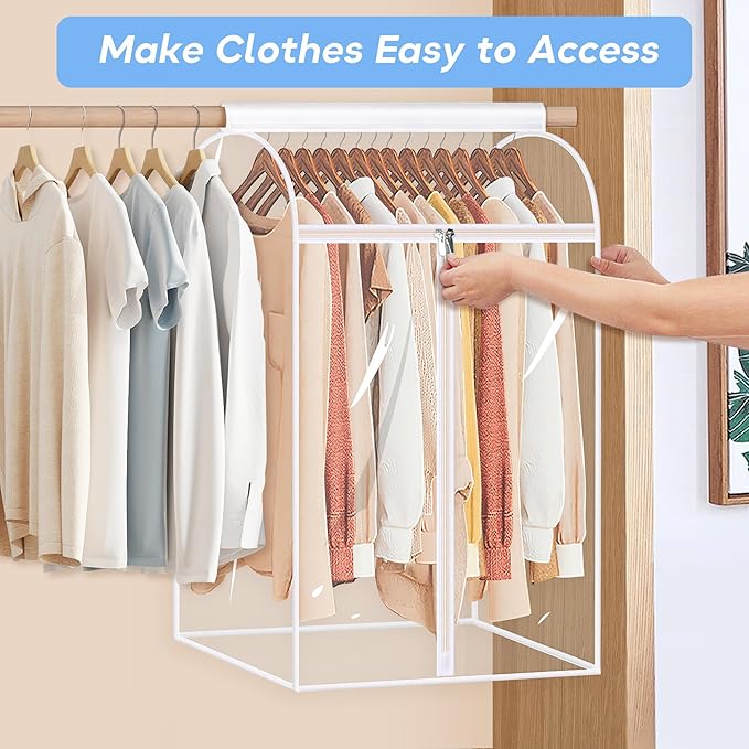 KEETDY 35" Hanging Garment Bags for Closet Storage Large Clear Garment Bags for Hanging Clothes Garment Rack Cover Coat Prote