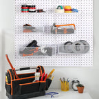 Hicarer 8 Pack Pegboard Baskets and Peg Board Racks Set, Pegboard Hooks, Square Style Wire Shelf Baskets, for Organize Tools,