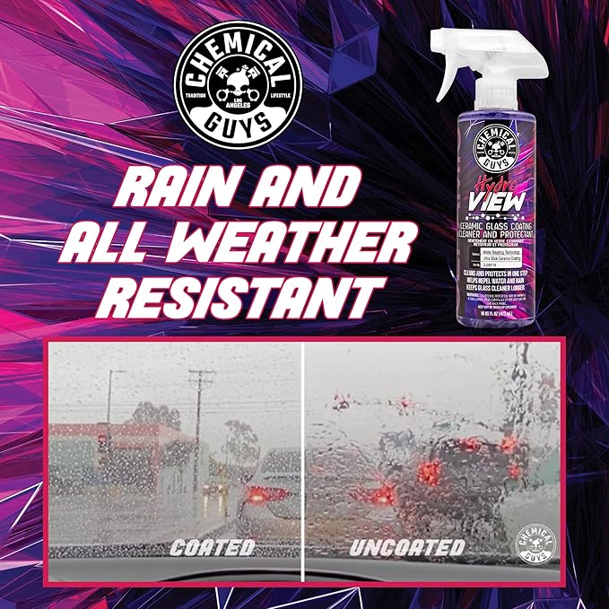 Chemical Guys HydroView Ceramic Glass Cleaner & Coating - Cleans & Adds Hydrophobic Protection, Car Window Cleaner for Glass,