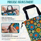 Car Garbage Bag Vintage Groovy 70s Floral Drawstring Car Trash Bag Hanging for Back Seat with Adjustable Buckle Canvas Vehicle Trash Can Easy-to-Install
