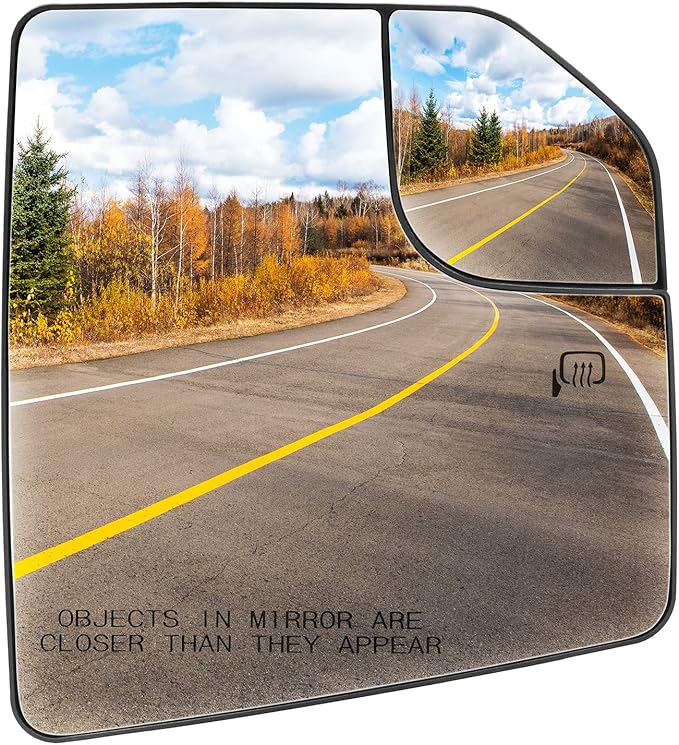 Passenger Side Heated Mirror Glass Fits for Ford F-150 2015 2016 2017 2018 2019 2020 Right Convex with Blind Spot Mirror Replacement for FL3Z17K707A