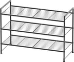 Simple Houseware 3-Tier Stackable Shoes Rack Storage Shelf, Black