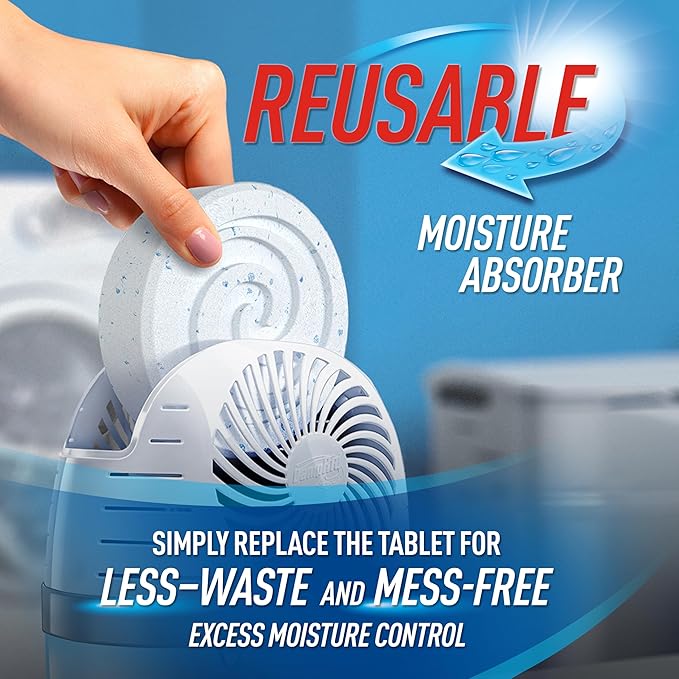 DampRid Reusable Moisture Absorber with 4 Drop-In Tablets, Fresh Scent, 15.8 oz., Attract and Trap Excess Moisture &