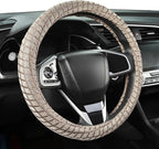 Auto Newer Breathable Steering Wheel Cover Suitable For Four Seasons，Anti-Slip Design，Odorless，Easy Carry Unviersal Fit for Truck SUV Sedans Vans，Interior Accessories Standard Size[14" 1/2-15"]（Beige）