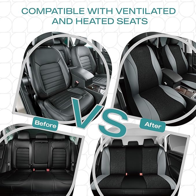 Skechers Car Seat Covers,Leather Seat Covers with GOGA Mat Technology,Waterproof Car Seat Covers Full Sets,Airbag Compatible,