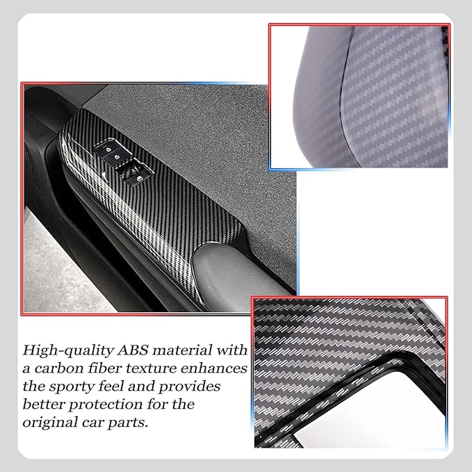Window Control Panel Cover,for Kia K4 2024 2025 2026, Door Panel Cover,Power Windows Trim - Carbon Fiber Protective Accessories