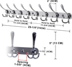 Dseap Coat Rack Wall Mount - 29.5” Long 8-Tri-Hooks Heavy Duty Coat Hanger Rail Wall Hooks for Hanging Coats Hats Clothing Cl