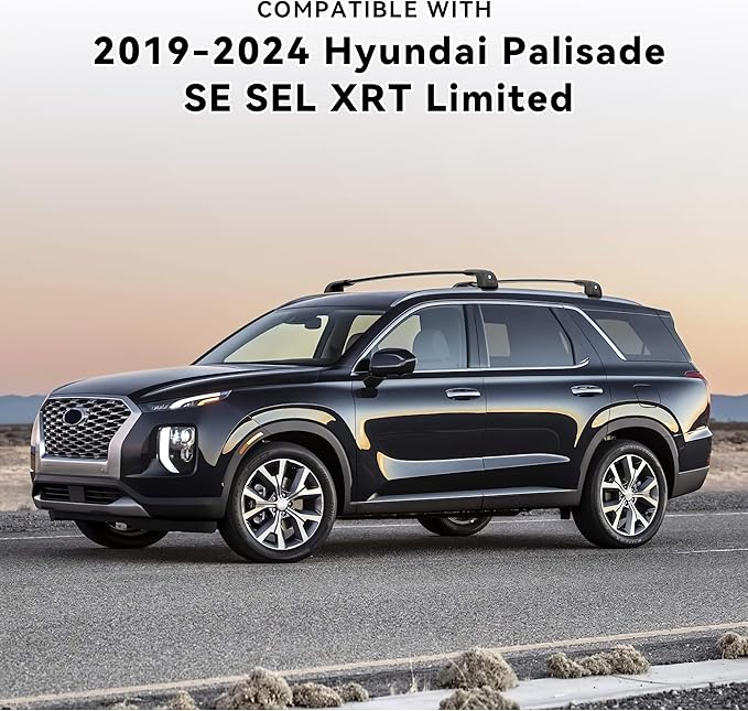 300LBS Lockable Roof Rack Cross Bars Compatible with 2019-2025 Hyundai Palisade SE SEL XRT Limited Calligraphy, Aluminum Crossbars Cargo Racks Rooftop Luggage Kayak Camping Gear Carrier