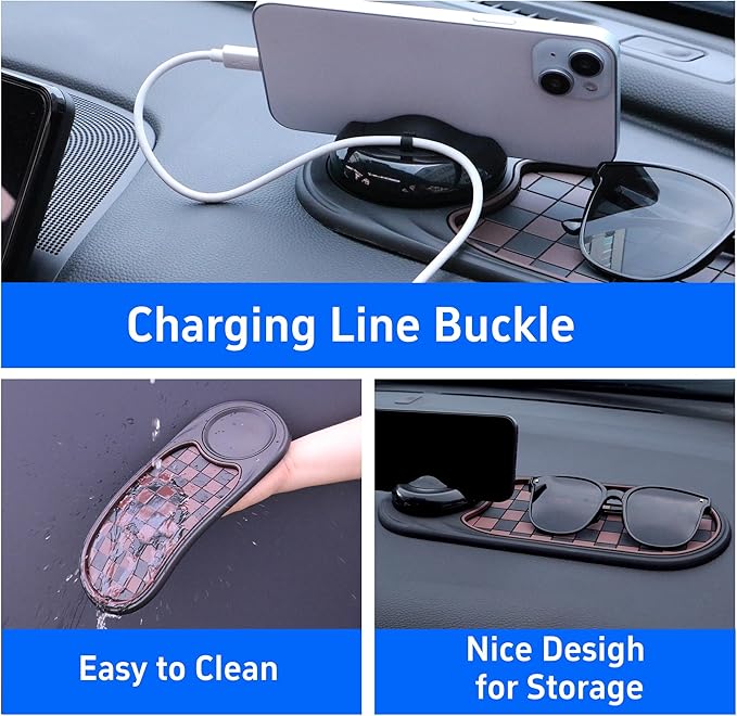 Universal Anti-Slip Car Dashboard Mat with 360° Rotating Phone Holder – Multi-Functional Organizer Pad for Phones, Sunglasses