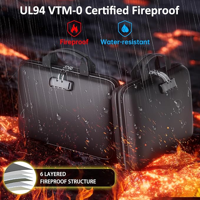 Fireproof File Organizer with Lock, Hard Case Fireproof Document Box with 13 Pockets Accordion File Folder, Important Documen