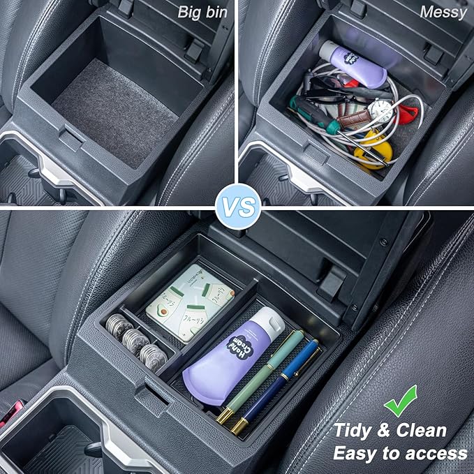 JKCOVER 2PCS Center Console Hidden Box Organizer Tray Compatible with 2024 2025 2026 Toyota Tacoma Accessories Armrest Secret Compartment And Armrest Tray Organizer