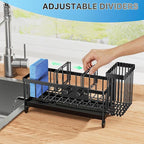 Cisily Sponge Holder for Kitchen Sink, Sink Caddy Organizer with High Brush Holder, Kitchen Countertop Organizers and Storage